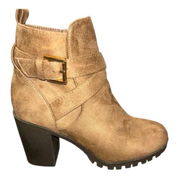 TOP Moda Shoes - TOP Moda Tan Chunky Heel Ankle Booties